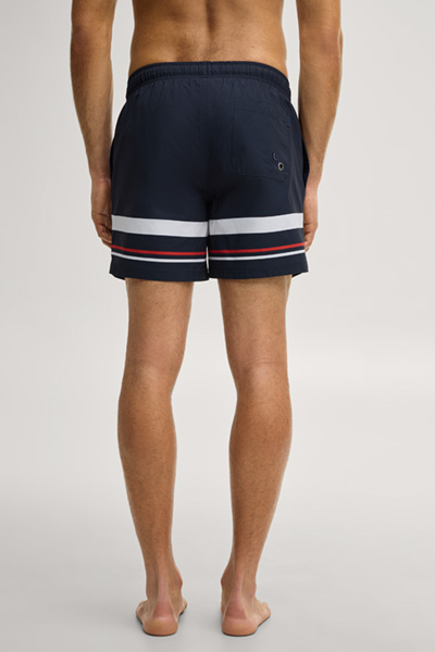 Dark blue striped swim shorts