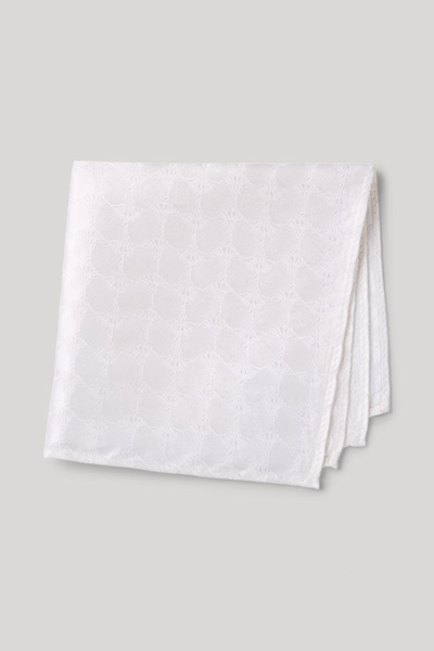 Cornflower-Seiden-Einstecktuch in Weiß gemustert