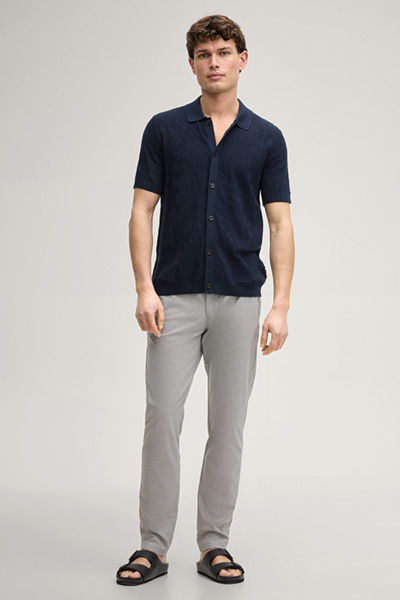 Rasmo Knitted Polo Shirt in Navy textured