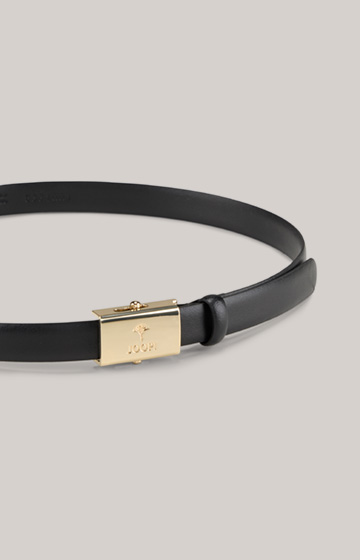 Thin Leather Belt in Black