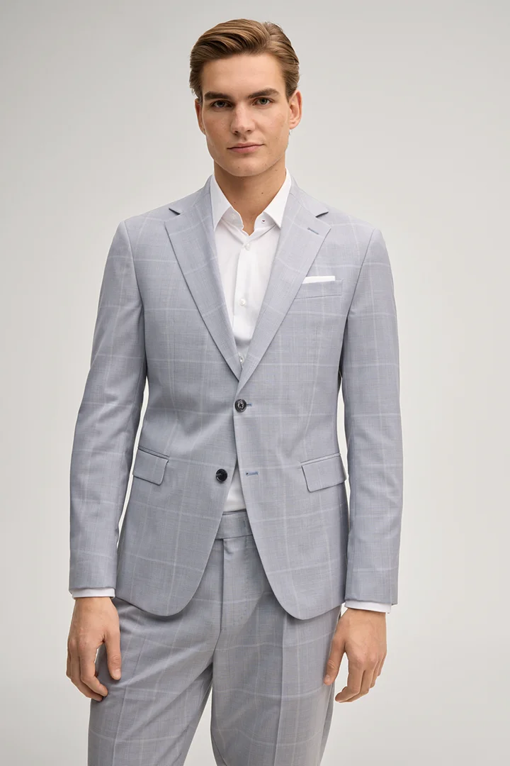 Leads to product detail page "Hodge modular jacket in light blue check"