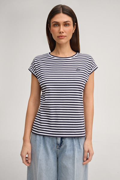 T-Shirt Tulia in Navy/Weiß gestreift