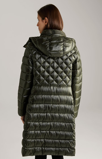 Quilted Coat in Olive Green