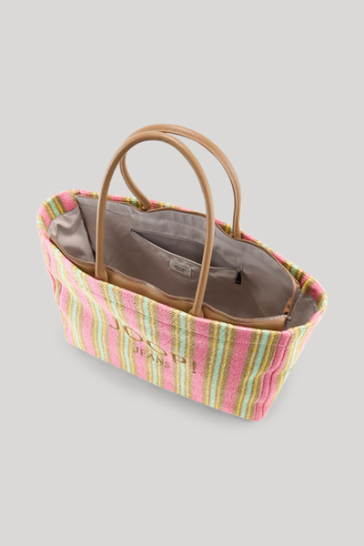 Leads to product detail page "Istria yvette shopper bag in rose and mint stripes"