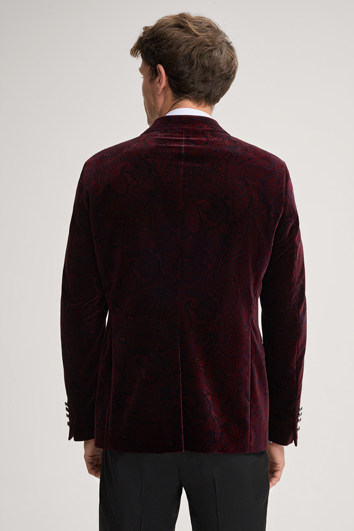 Horace Velvet Jacket in a Bordeaux Red Pattern