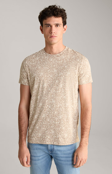 Bawełniana wzorzysta koszulka Crispo w brązowym kolorze