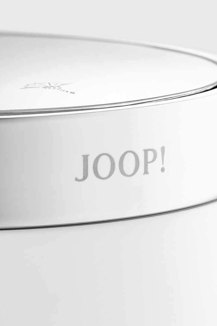 Leads to product detail page "JOOP! CHROMELINE Storage Bin with Swing Lid in Chrome/White"