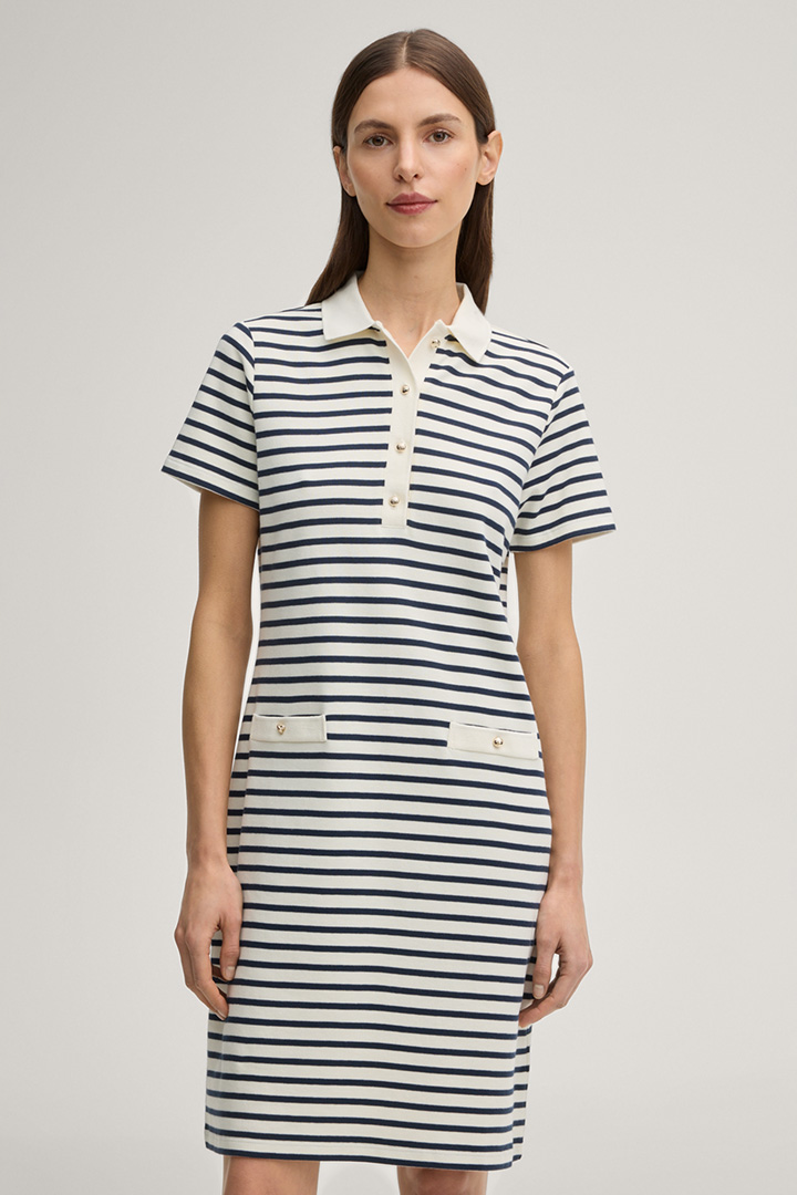 Führt zu Produktdetailseite „Polo-Kleid Travissa in Navy/Creme gestreift"