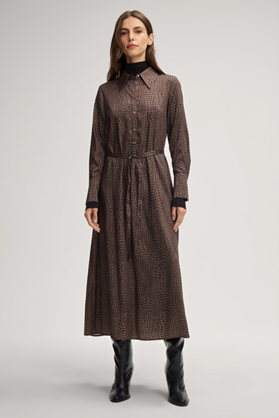 Shirt Dress in a Brown Pattern