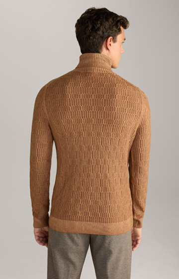 Schurwoll-Pullover Malikon in Dunkelbeige