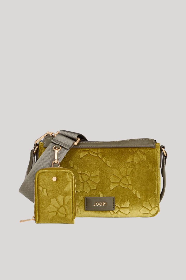 Leads to product detail page "Ricamo Dolce Jasmina Shoulder Bag in Green"