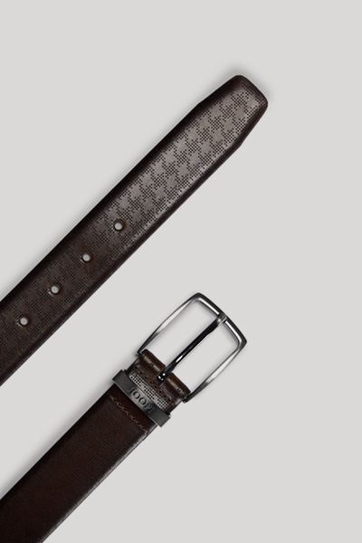 Perforated Leather Belt in Dark Brown