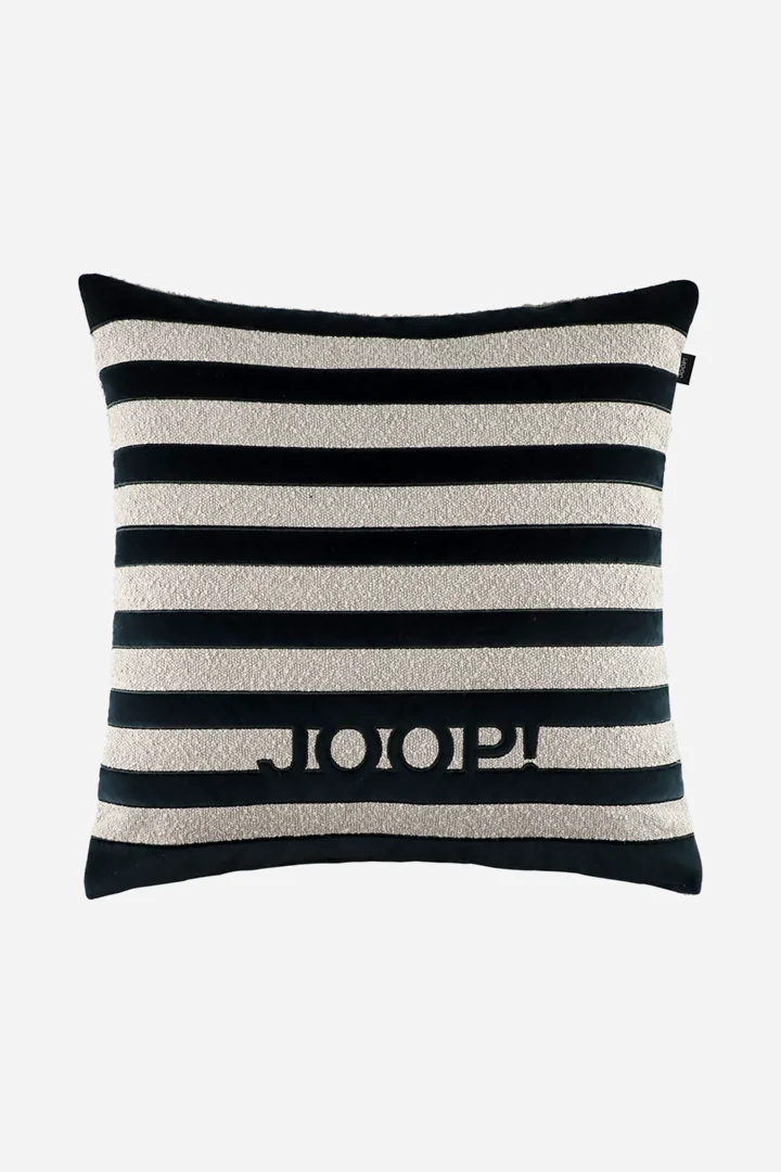 Leads to product detail page "Decorative cushion with non-woven filling JOOP! FABRICS STUDIO in black stripes, 60 x 60 cm"