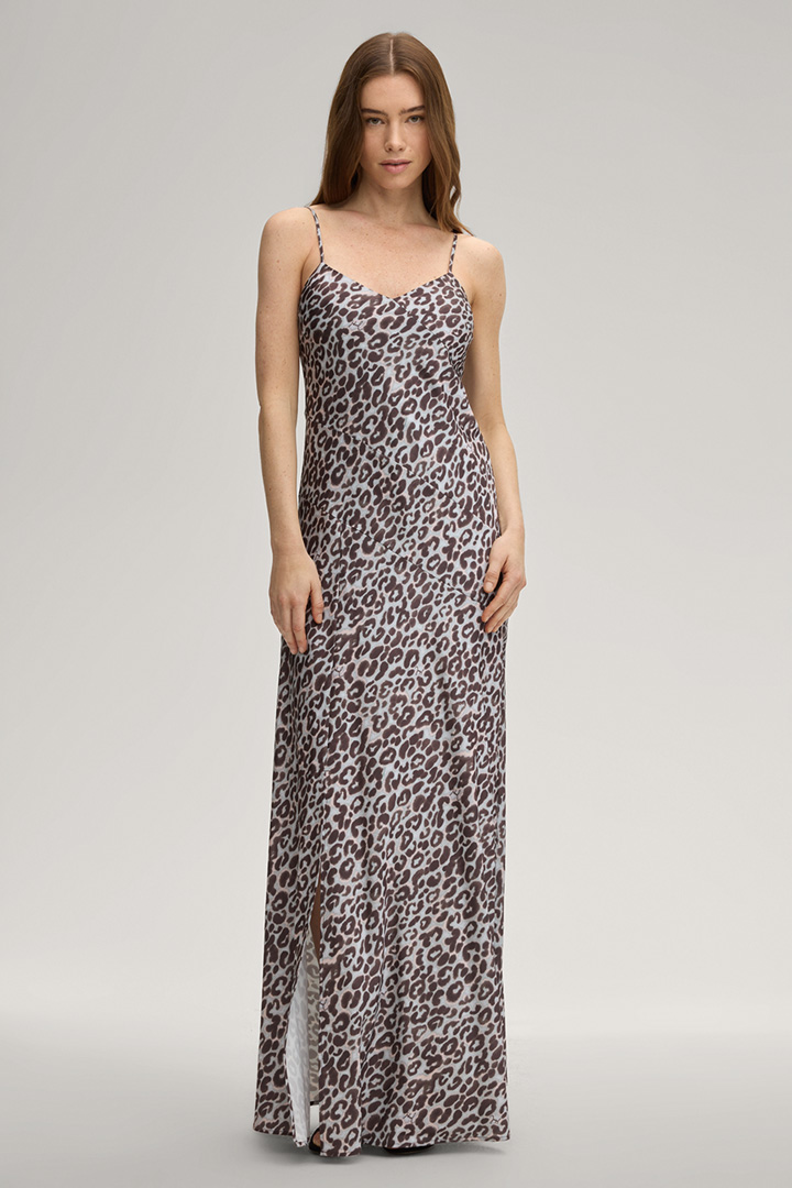 Führt zu Produktdetailseite „Satinkleid Delci in Hellblau/Braun"