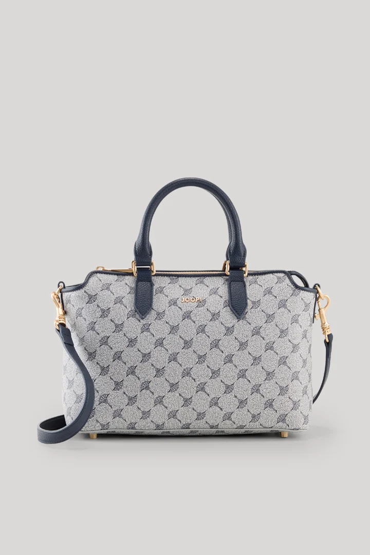 Leads to product detail page "Mazzolino lauren handbag in navy"