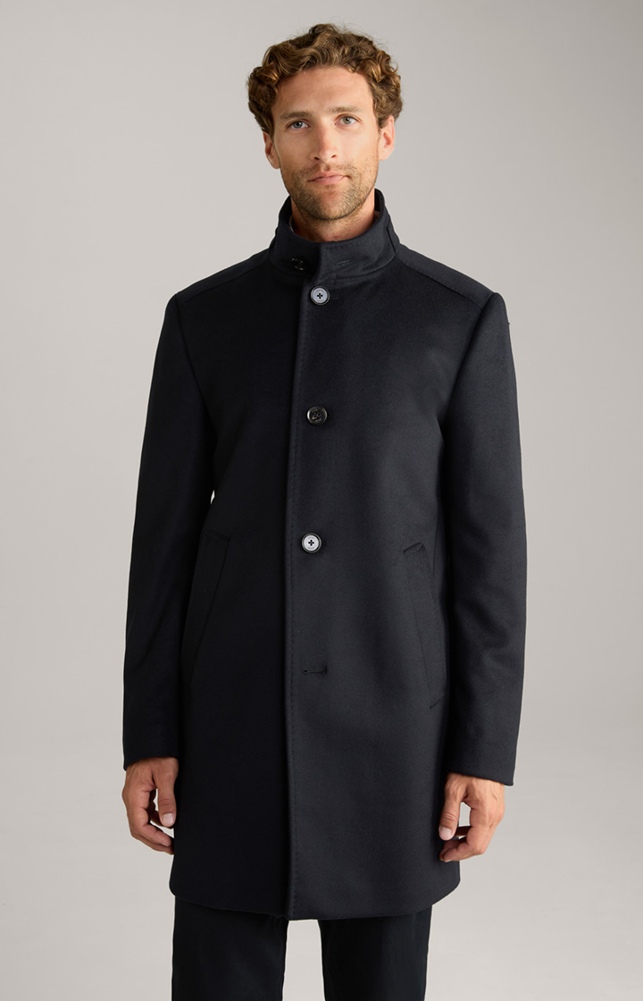 Maron Wool Blend Coat in Dark Blue