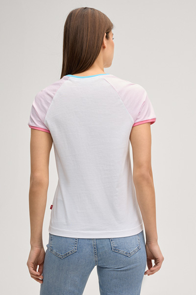 Torbina T-shirt in White/Pastel Pink