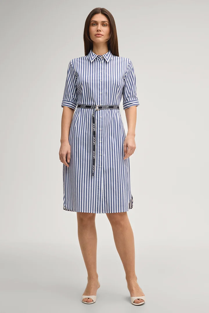 Führt zu Produktdetailseite „Hemdblusenkleid Dominique in Navy/Weiß gestreift"