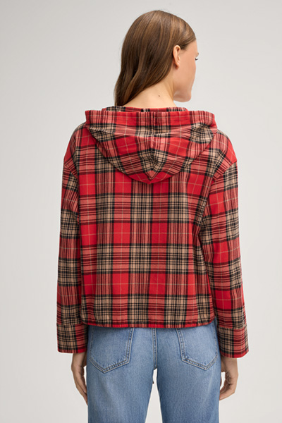 Bluse Bridget in Rot/Beige kariert