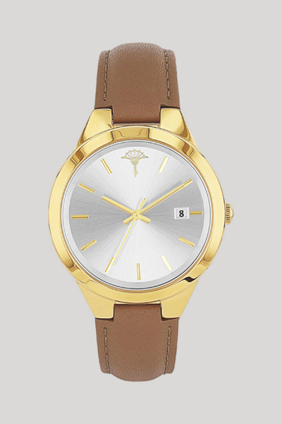 Leads to product detail page "Women's wristwatch in gold/brown"