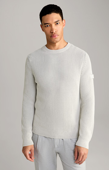 Haro Ribbed Knit Sweater in Light Grey