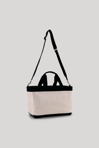 Handtasche Calduccio Tela Yvette in Creme/Schwarz