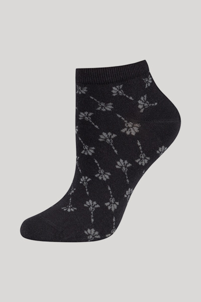 Leads to product detail page "2-pack of for your daily glam sneaker socks in black/black patterned"