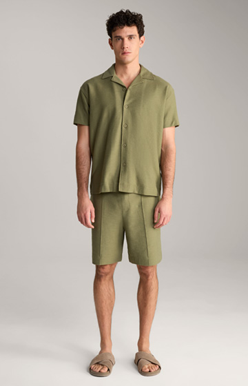 Cotton Damiano Shorts in a Textured Olive Finish
