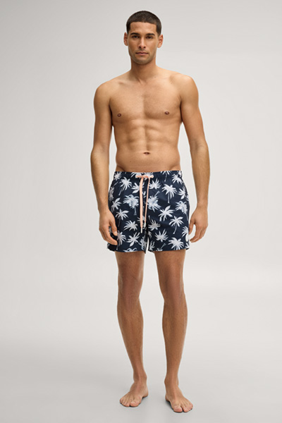 Navy patterned swim shorts