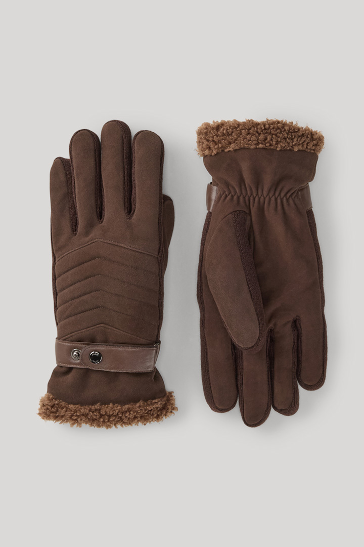 Führt zu Produktdetailseite „Lammfell-Handschuhe in Dunkelbraun"