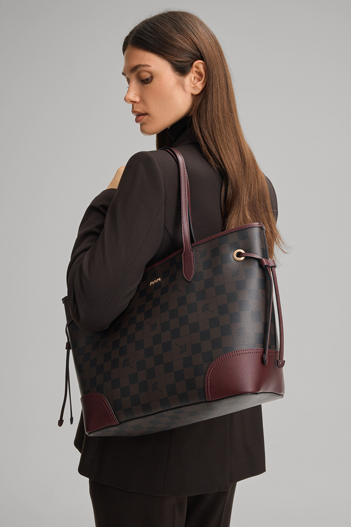 Leads to product detail page "Piazza Edition Lara Shopper in Brown/Bordeaux"