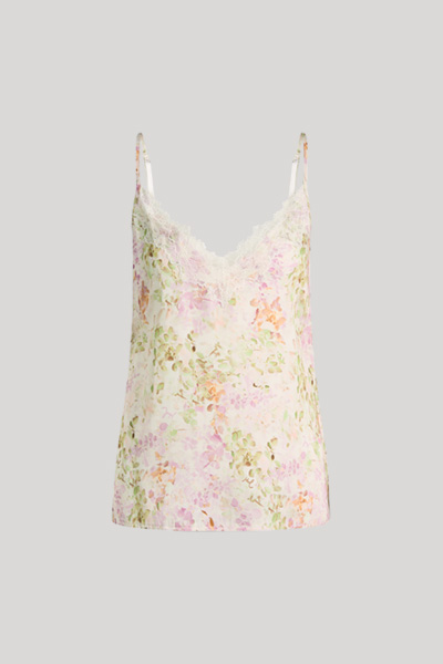 Loungewear top camisole in cream/rose floral