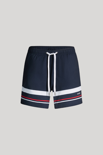 Dark blue striped swim shorts
