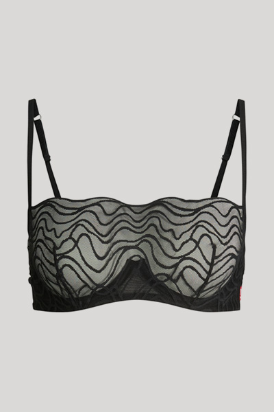 Bandeau-BH mit Spitze in Schwarz