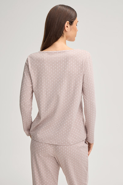 Cornflower-Longsleeve in Hellbeige/Weiß