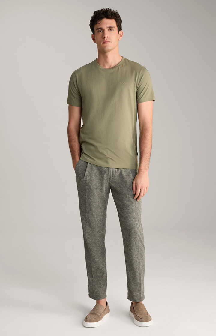 Lead Pleated Trousers in Olive Mélange