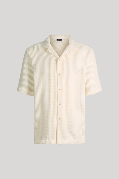 Kawan short-sleeved shirt in off-white textured fabric