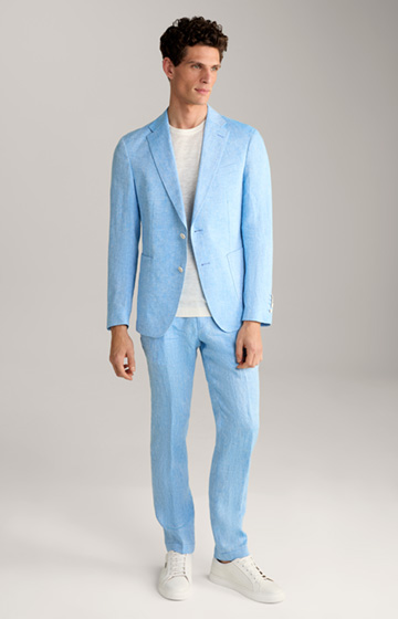 Hoverest Linen Jacket in Azure Blue Flecked