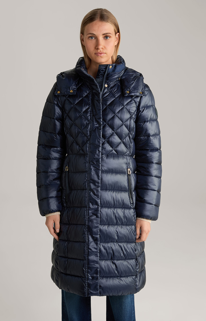 Quilted Coat in Navy