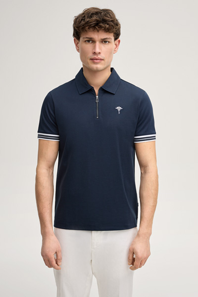 Zip-Poloshirt Warley in Navy
