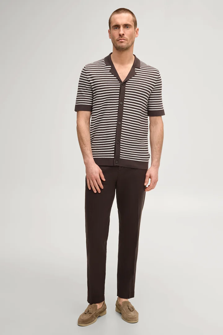 Leads to product detail page "Merlin knitted jumper in dark brown stripes"