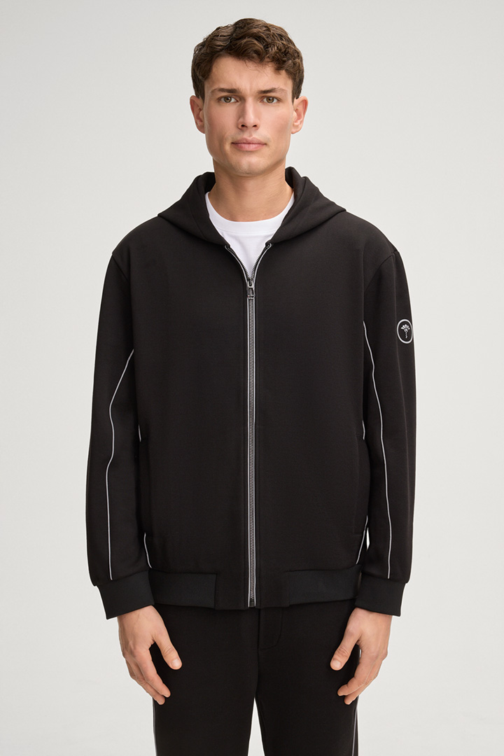 Leads to product detail page "Tizian Hoodie Sweatshirt Jacket in Black"