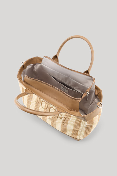 Führt zu Produktdetailseite „Handtasche Calduccio Spiaggia Yvette in Beige/Hellbraun gestreift"