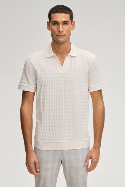 Poloshirt Cleison in Offwhite strukturiert