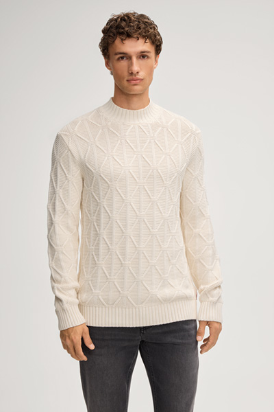 Floriano Knitted Jumper in Cream with Texture