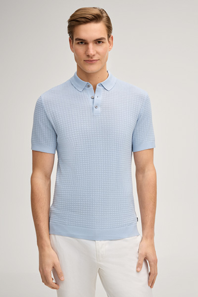 Vanceo polo shirt in light blue structured fabric