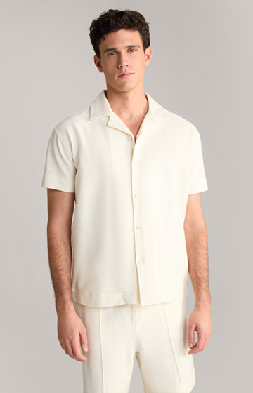Damian Cotton Shirt in Beige, textured