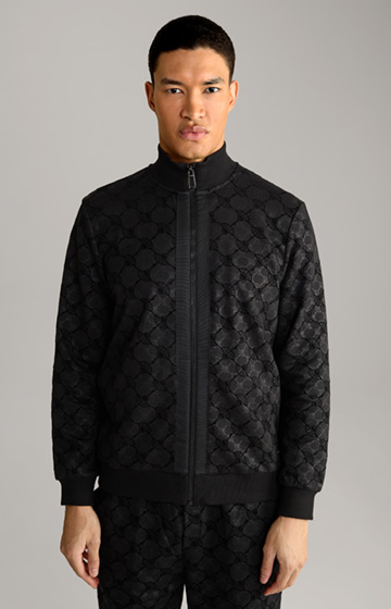 Thierry Sweatshirt Jacket in Black, patterned