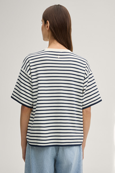 T-Shirt Tricia in Navy/Creme gestreift