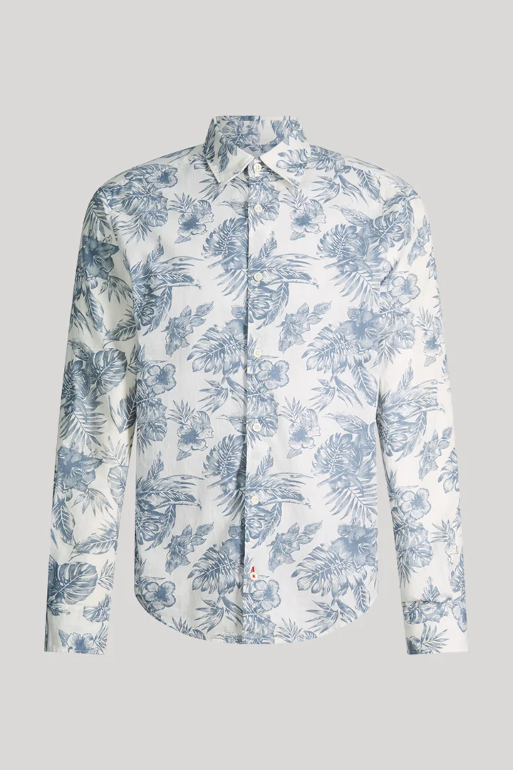 Leads to product detail page "Hansen shirt in off-white with a pattern"